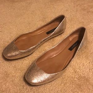 Ann Taylor Metallic Gold Summer Flats